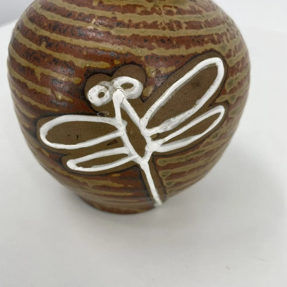 Vintage Rustic Japanese Pottery Vase 5